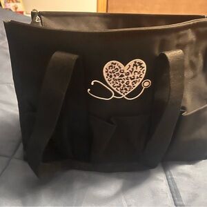 Elegant Black Tote with Heart Accent